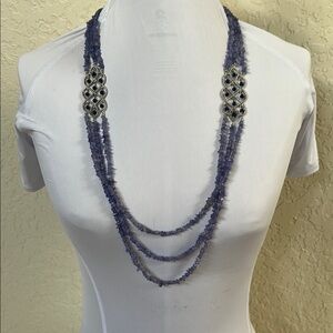 925 sterling silver amethyst and lapis Blue Beaded Necklace